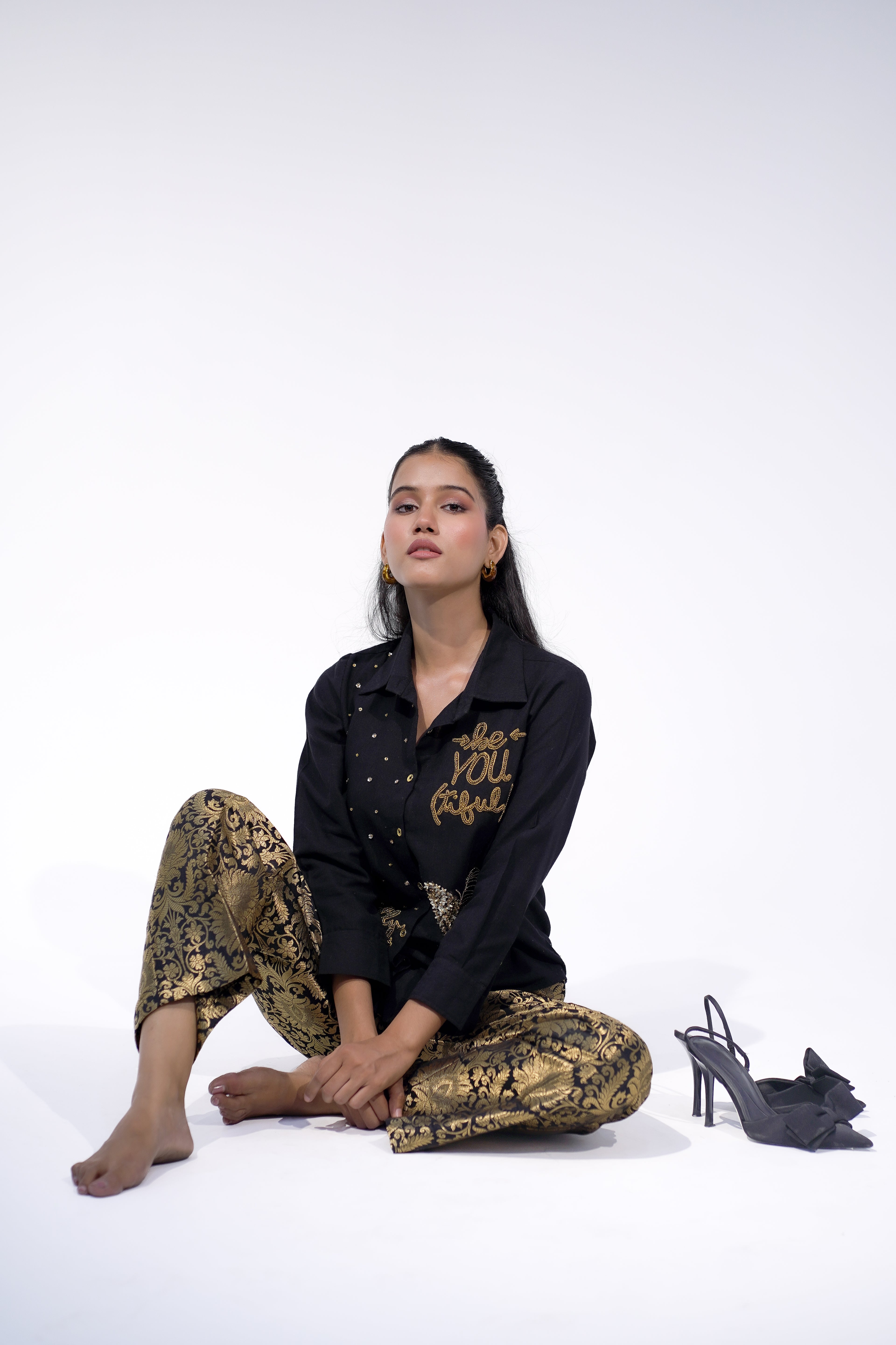 Black Brocade Pant