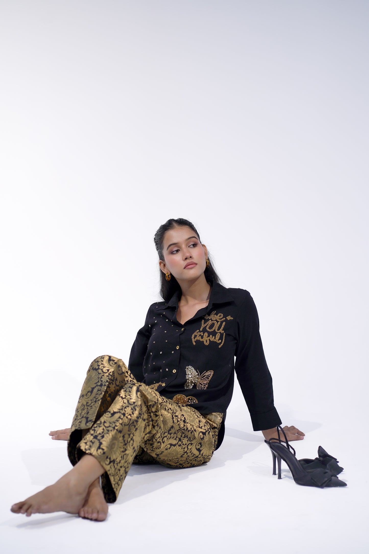 Black Brocade Pant