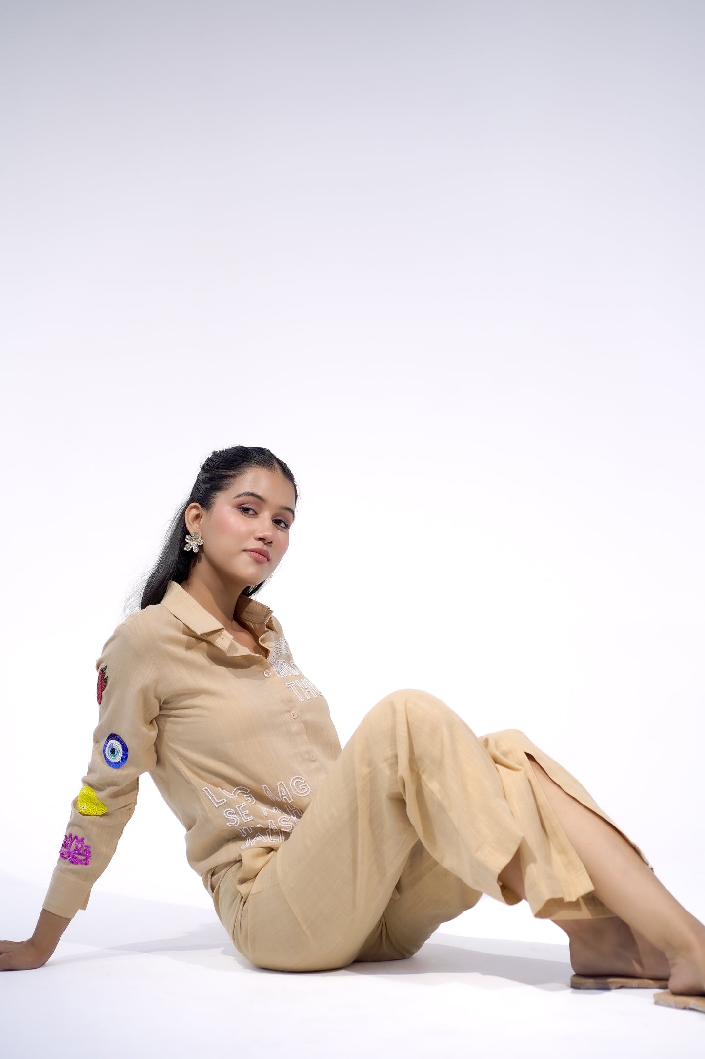 Beige Button up Pant