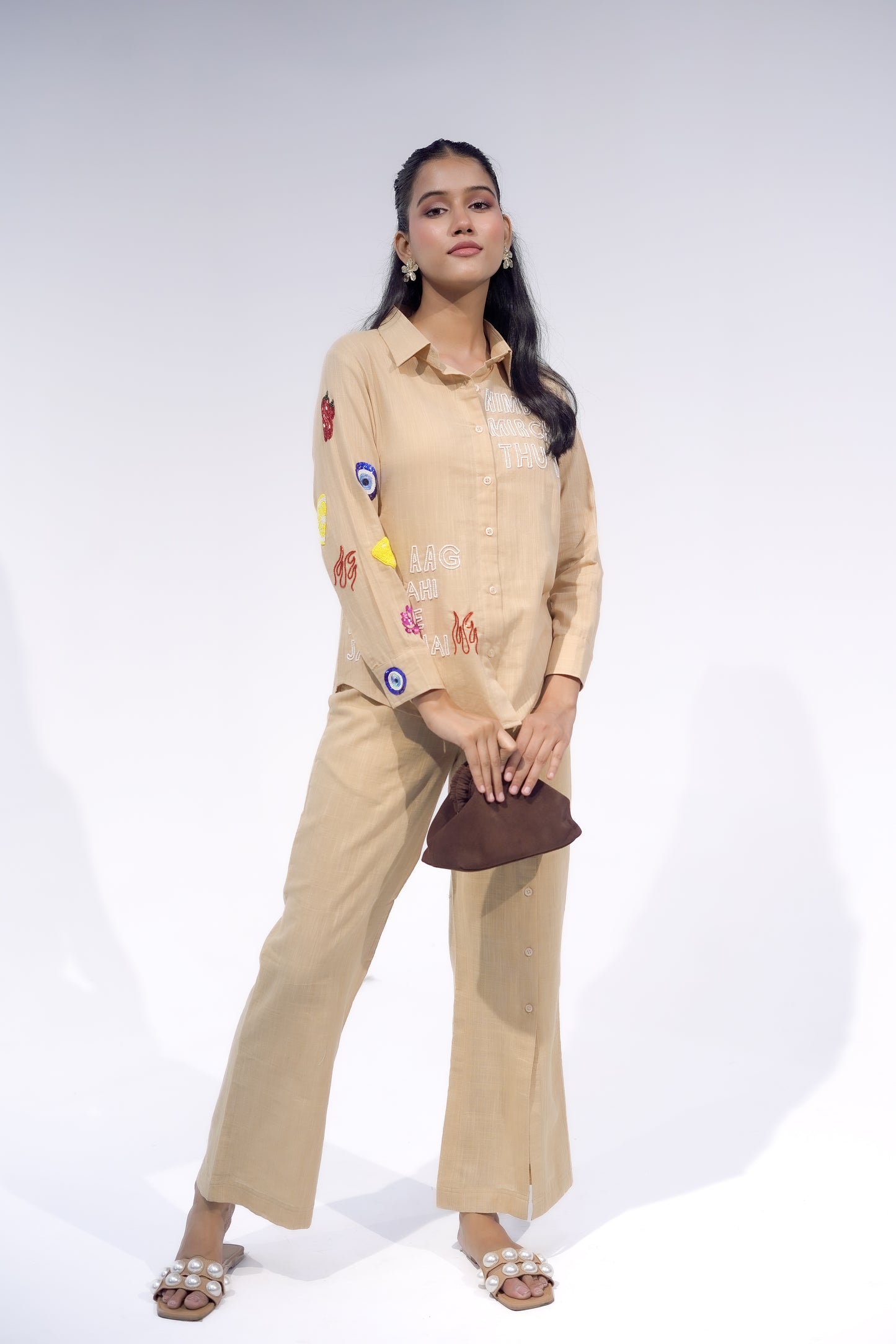 Beige Button up Pant