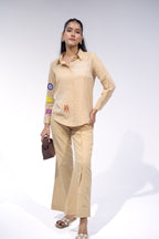 Beige Button up Pant