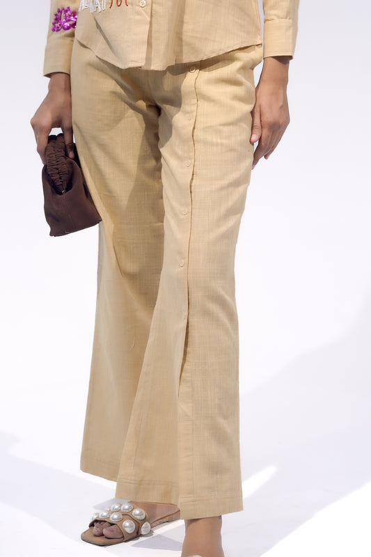 Beige Button up Pant