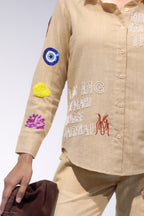 Buri Nazar Bye Bye Shirt in Beige