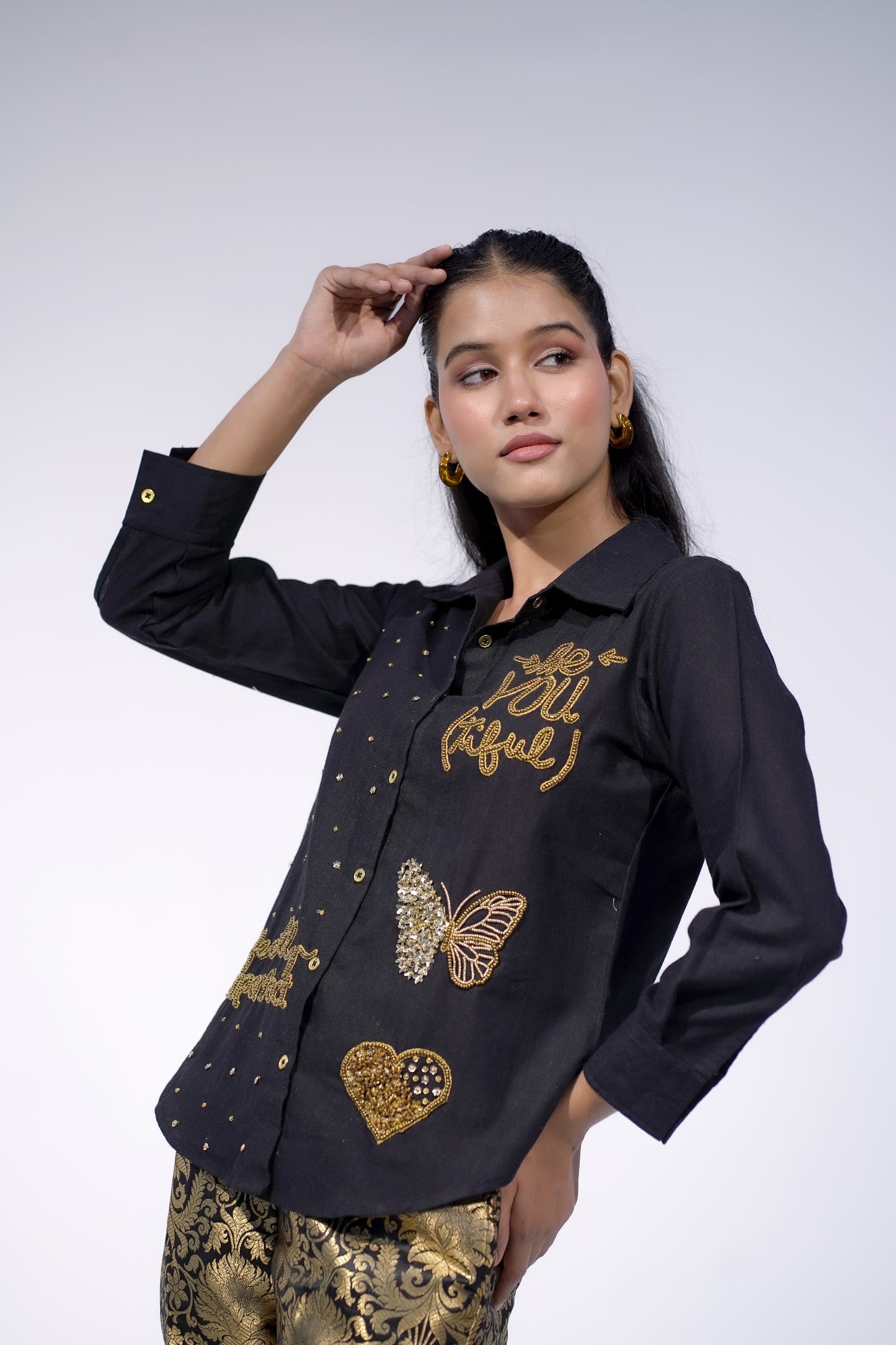 Black Brocade Pant